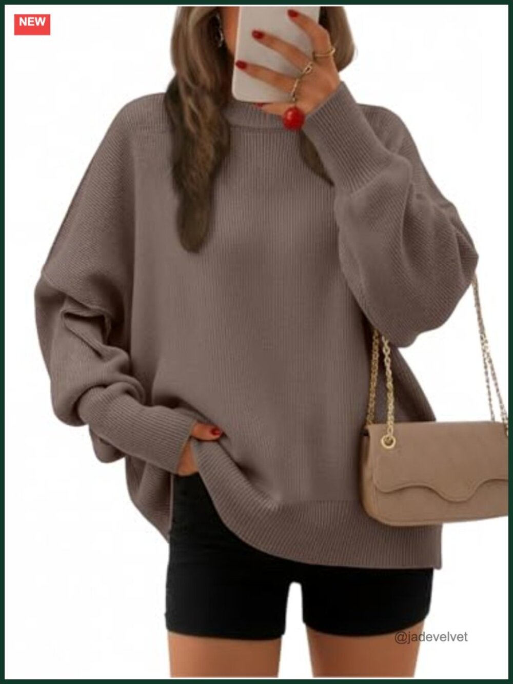 Oversized Batwing Sleeve Pullover Sweater, Loose Fit, Heavyweight Rib Knit